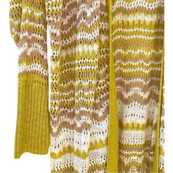 Scoop Women's Multi Color Long Open Front Pointelle Knit Cardigan Sweater Sz XXL - Picture 8 of 10